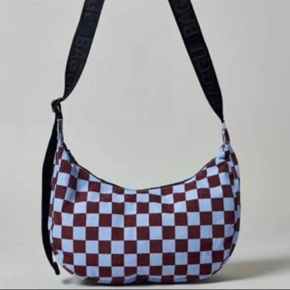 NWT Baggu Medium Nylon Crescent Bag Checkered - Picture 3 of 9
